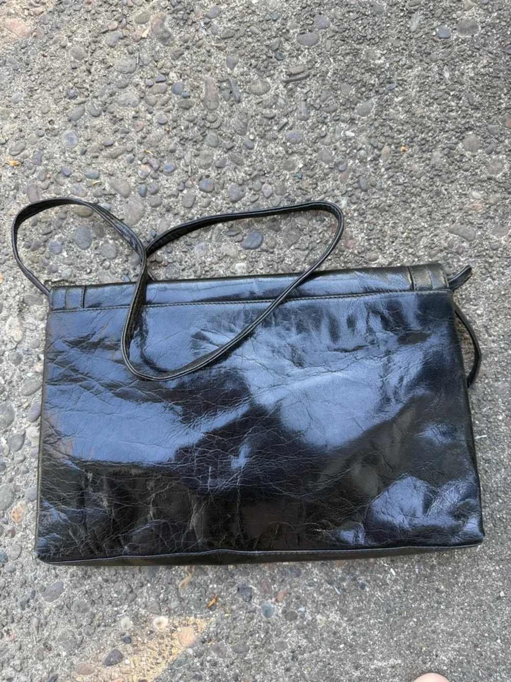 Vintage Barbara Bolan Black Patent leather Crossbody Clutch
